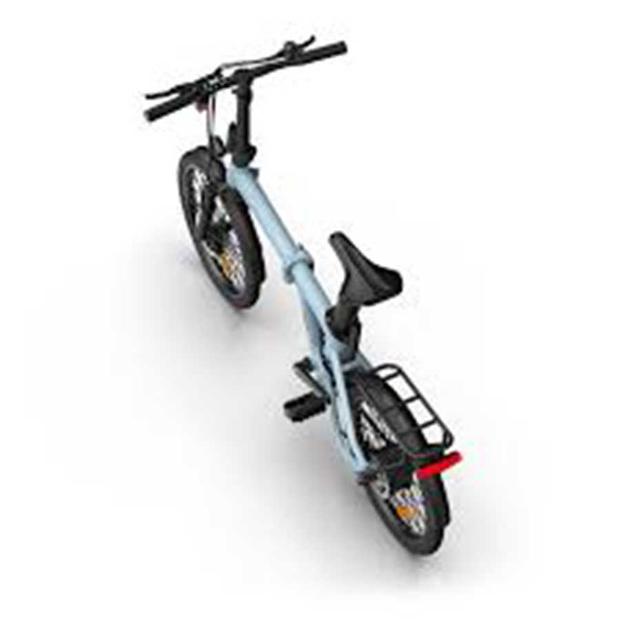 top view of blue ADO foldable e-bike on display at e-motors nz
